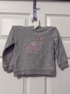 Kidgets Gray Hoodie with Lavender Dinosaur Applique